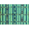 thumbnail image 1 of Ahgly Company Machine Washable Indoor Rectangle Oriental Turquoise Blue Industrial Area Rugs, 7' x 9', 1 of 4