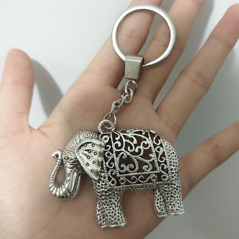 1 elephant key ring, zinc alloy, no woven, durable key ring, gift for men and friend,Silver
