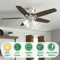 thumbnail image 3 of Restored Hunter Fan 52 inch Low Profile Brushed Nickel Indoor Ceiling Fan with Light Kit and Pull Chain (Refurbished), 3 of 13