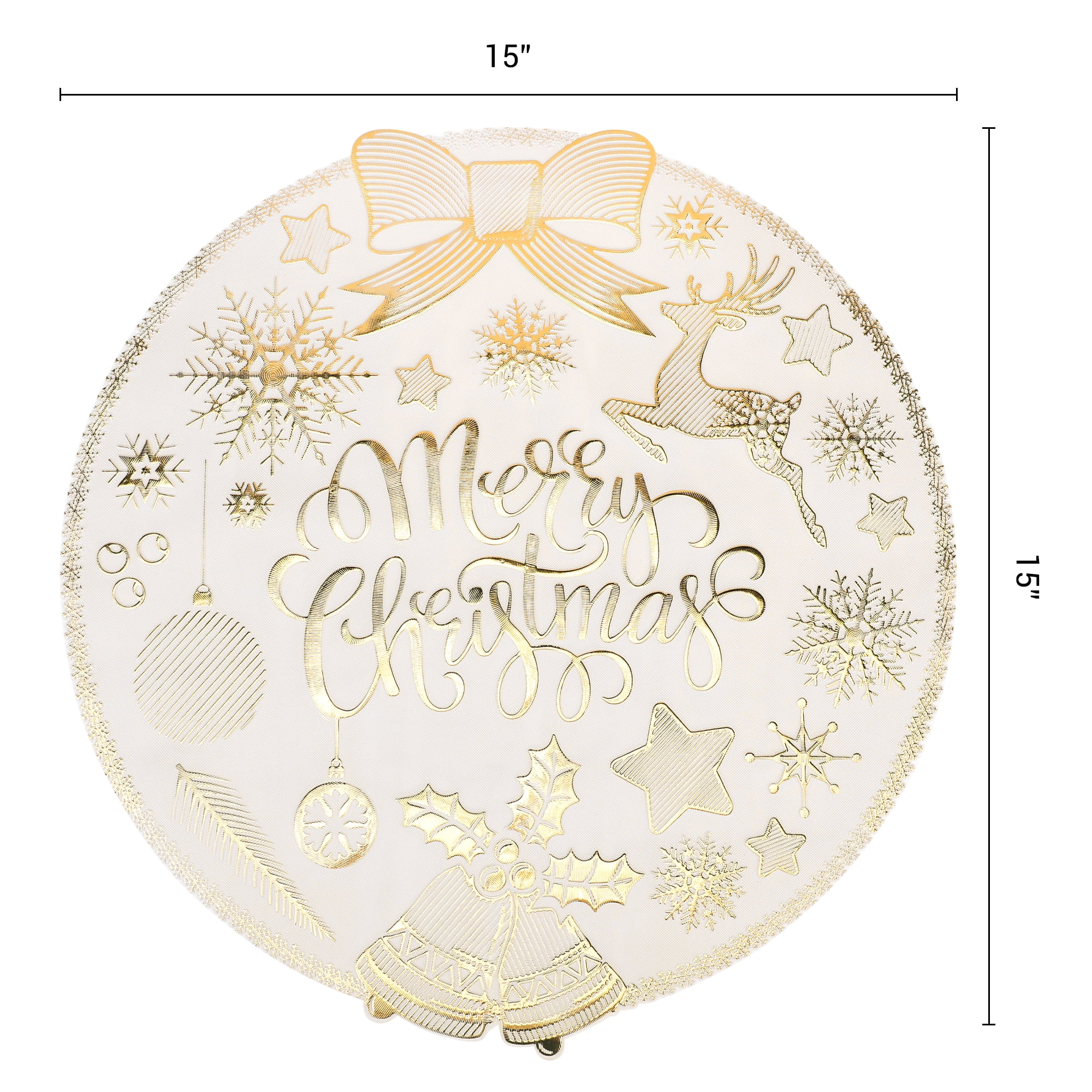 Unique Bargains Set of 6 Washable Kitchen Table Placemats for Holiday Dining Gold