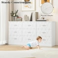 thumbnail image 6 of Homhougo 9 Drawer Dresser, 63'' Wooden Large Dresser with Power Outlet Wide Drawer, Modern Chest of Drawers for Closet, Storage Organizer Long Dresser for Hallway, Living Room, White, 6 of 6