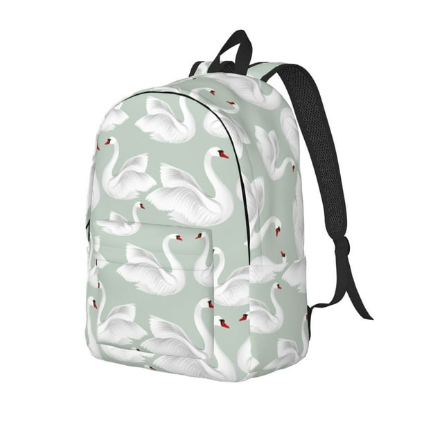 Balery White Birds Mochila Clásica Impresa Básica para Viaje, Mochila Escolar Resistente al Agua, Mochila de Lona con Correas Ajustables-Small