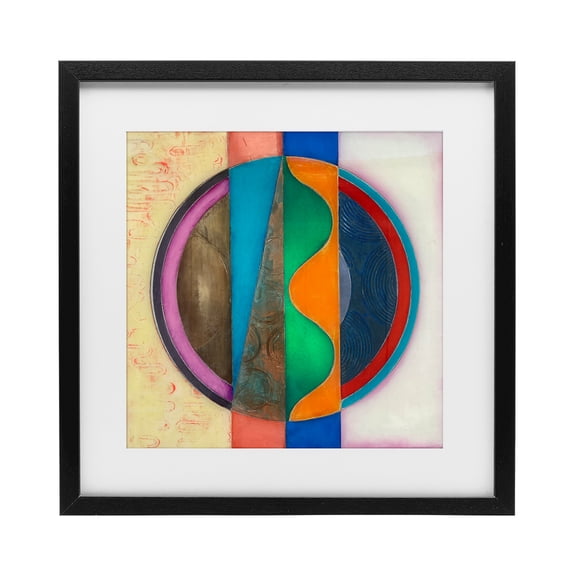 Stupell Industries Mid-Century Circle with Intersecting Waves Black Framed Print Under Glass, 13 x 13, by Matthew Finger