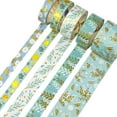 thumbnail image 3 of Wrapables Decorative Gold Foil Washi Tape Box Set for Arts & Crafts, Scrapbooking, Stationery, Diary (10 Rolls), Blue Green Bloom, 3 of 7