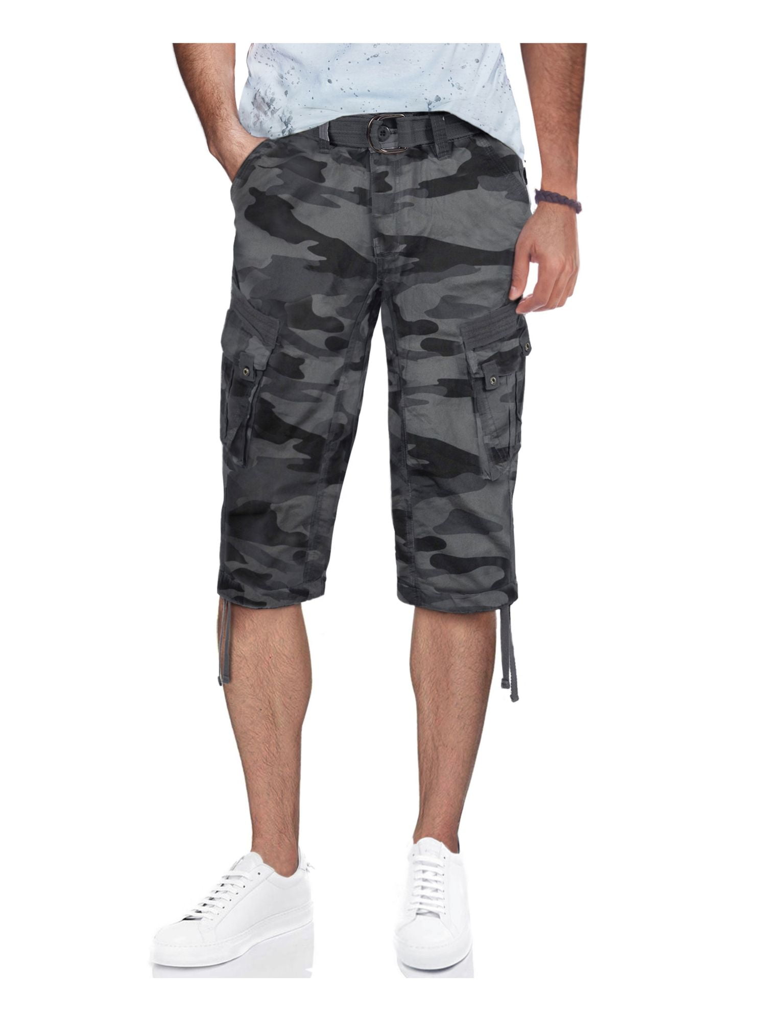 Muscle Alive Men Vintage Cargo Shorts Relaxed Fit Sports Camping Hiking Camouflage Shorts Cotton 