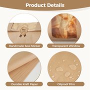 100 PCS Kraft Paper Bread Bags, 13.6 x 8.3 x 3.5 Inch Bread Bag for Homemade Bread, Sourdough Paper Bag with Window, Handmade Bread Storage Bag, Food Packing Bags with Label Seal Stickers