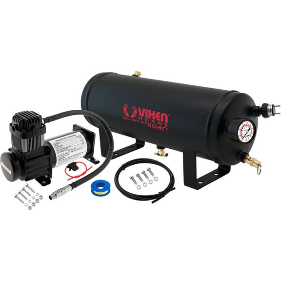Vixen Horns 1.5 Gallon (6 Liter) Train/Air Horn Tank with 150 PSI Compressor Onboard System/Kit 12V VXO8115B