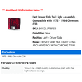 thumbnail image 2 of Left Driver Side Tail Light Assembly - Compatible with 1975 - 1986 Chevy C30 1976 1977 1978 1979 1980 1981 1982 1983 1984 1985, 2 of 2
