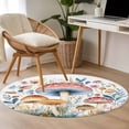 thumbnail image 5 of Spring Botanical Round Area&nbsp;Rug 4ft Rustic Wildflower Leaves Watercolor Mushroom Non-Slip&nbsp;Washable Circle Rugs Soft Felt Indoor Floor Mat for Bedroom Kitchen Living Room Bathroom, 5 of 9