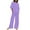 Purple, variant on Linen Sets for Women 2 Piece Loose Tracksuit Outfits V-Neck Short Sleece Classic Sweatshirt Oversized Lounge Tops Relaxed Wide Legs Sweatpants Exercise Lightweight Matching Clothing