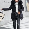 thumbnail image 2 of Pntutb Ladies Shiny Cotton Dress Hooded Bread Jacket Short Coat Womens Tops, 2 of 6