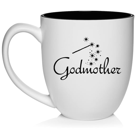 Godmother Ceramic Coffee Mug Tea Cup Gift for Her, Sister, Women, Family, Best Friend, Grandma, Cousin, Mom, Cute, Girlfriend, Wife, Mother’s Day, Baptism, Birthday, Housewarming (16oz White)