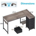 thumbnail image 5 of 48 inch Computer Desk with 4 Fabric Drawers — Home Office Desks with Storage, Writing Desk with Side Hook, Desk Study/Work Table for Bedroom and Small Space, Oak Grey, 5 of 9