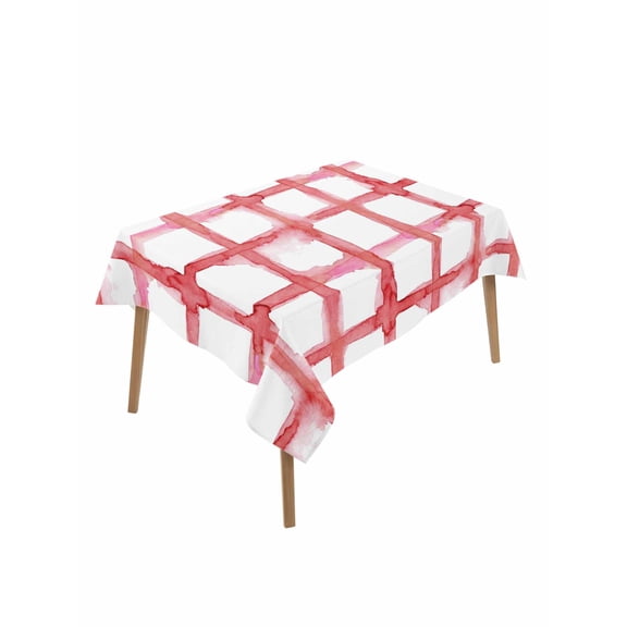 Red Buffalo Plaid Table Cloth, Waterproof Tablecloth for Rectangle Tables, Farmhouse Check Stripes Retro Geometric Reusable Washable Fabric Table Cover for Restaurant Kitchen Dining Tables 60"x102"