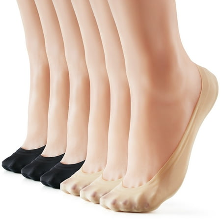 

WISVOOO 6 Pairs No Show Socks Women Nylon Ultra Low Cut Non-Slip Thin Liner Socks Invisible Hidden Socks for Flats