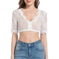 thumbnail image 6 of TYGHBN Women's V Neck Lace T Shirt Festival Casual Top Summer Spring Traditional Outfit Feminine Blouse Hand Wash Short Sleeve Tops for Women Summer and Shirt Shirts Long Sleeved T Shirt T Shirts, 6 of 7
