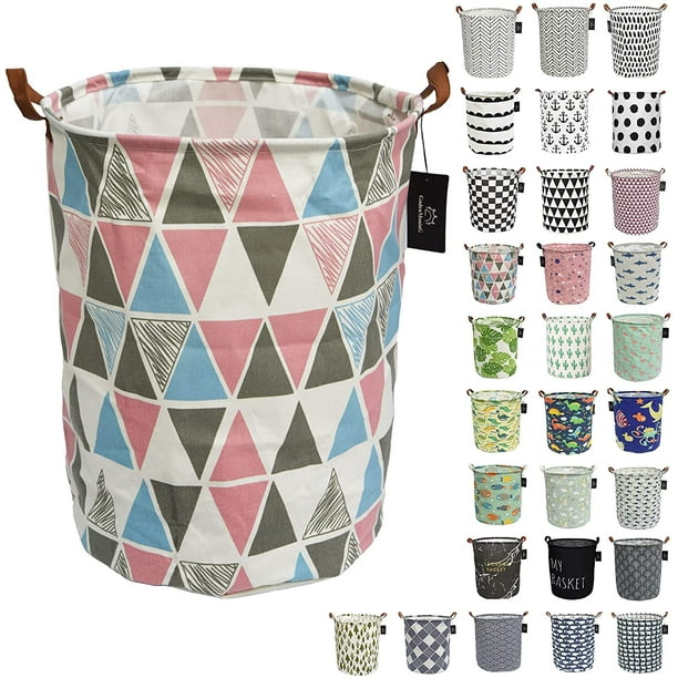 laundry baskets,bedroom hamper,kitchen organization,Waterproof Round Cotton Linen Collapsible