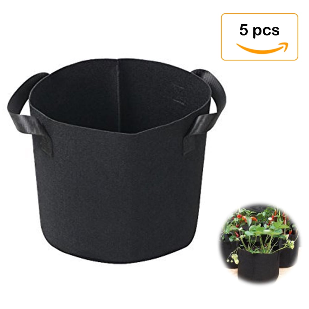 Zeen 5-Pack 5 Gallon Grow Bags Aeration Fabric Pots with Handles for Nursery Garden and Planting