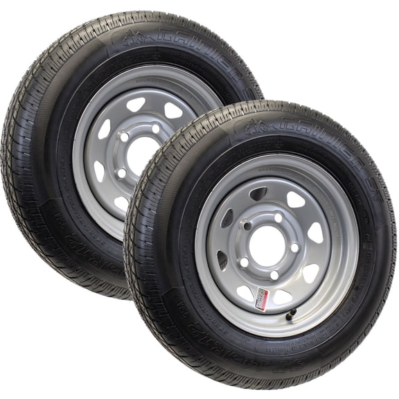 eCustomrim 2-Pack Trailer Tire Rim ST145/R12 145/R12 Load E 12 Inch 5 Lug Silver Wheel