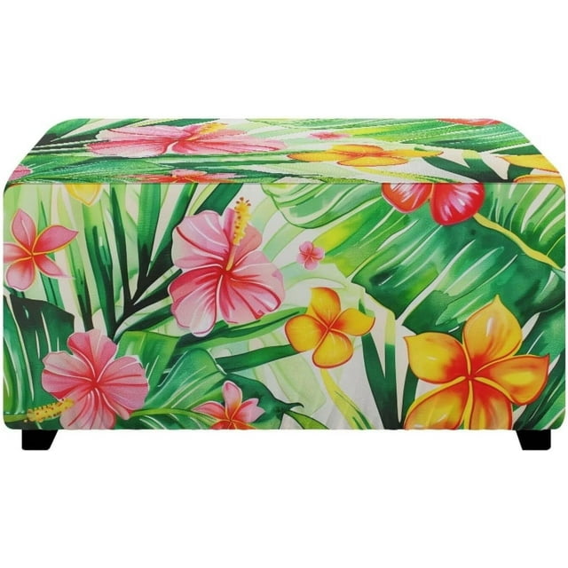 Flower Leaf Patio Ottoman Cover Keeps Clean Outdoor Ottoman Slip Covers Waterproof Protects The Surface of The Footstool and Protects Its Texture for Commuters Families with Children