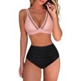 thumbnail image 1 of Mejor Belleza Mujer Traje de Baño de Moda Aumentar el tamaño 2 Piezas Tankini Tops de Bikini y Partes de Abajo Rosa XL, 1 of 8