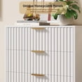 thumbnail image 6 of EastVita Fluted 5 Drawer Storage Dresser - Tall Modern Chest with Ample Deep Drawers and Wide Top - Wooden Organizer for Living Room/Hallway/Kids Room - White, 6 of 8
