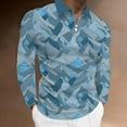 thumbnail image 2 of Mens Turndown Half Zipper Colorful Digital Print Long Sleeve Blouse, 2 of 6