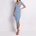 thumbnail image 5 of OVINYER Dress Hot Style Sexy Fashion Women V-Neck Vest Tight Fitting Slit Mid Length Skirt Lady Step Comfortable Relaxed Fit, 5 of 6
