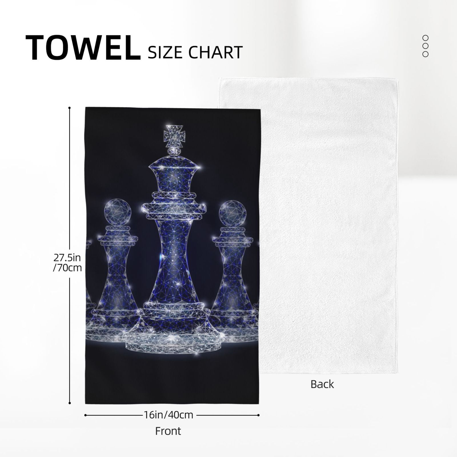 Chess Geometric Polygonal 27.5" x 16" Ultra Soft Hand Towel, Face Wash Cloth for Bathroom, Gym, Travel, Pool