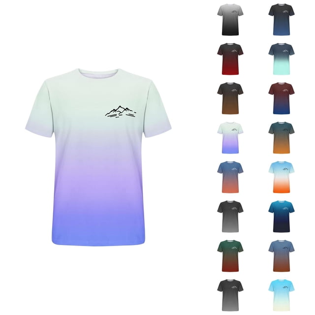 T-shirts Dégradé Montagne pour Femmes 2026 Été Décontracté Manches Courtes Col Rond T-Shirts Graphiques Randonnée Camping Hauts