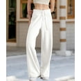 thumbnail image 4 of Women'S High Waisted Straight Leg Sweatpant Comfy Interior Drawstring Workout Sweat Pants Pocket White L, 4 of 9