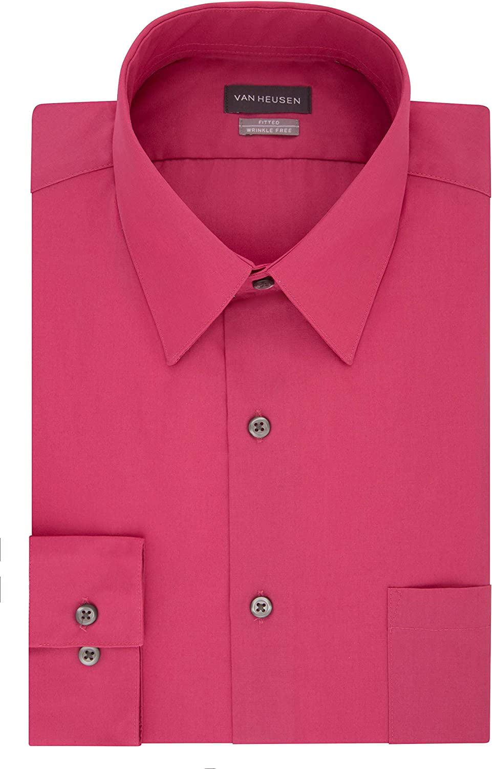 Van Heusen Men's Dress Shirt Fitted Poplin Solid, desert rose, 17.5 ...