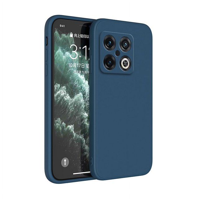 Luxury Shockproof Phone Case for Oneplus 10 Pro 10T 10R 10Pro 5G Simple Square Liquid Silicone Original Soft Back Cover Housing Blue Oneplus 10 Pro