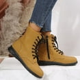 thumbnail image 4 of jsaierl British Style Solid Color Lace-up Boots Side Zip Casual Wedge Heel Women's Boots, 4 of 6