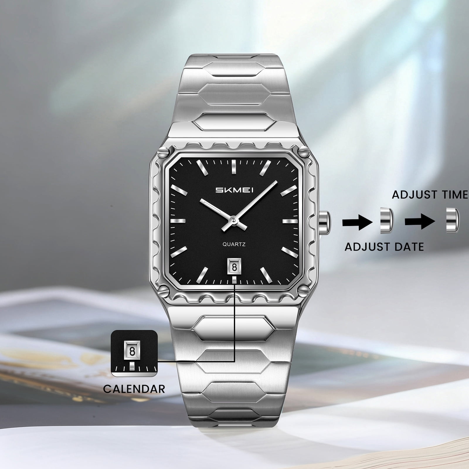 SKMEI Watches for Men Fashion Business Mens Watch Analog Quartz Big Face Luxury Classic Stainless Steel Waterproof Luminous Wristwatch