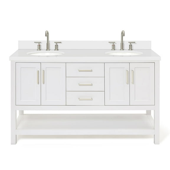 Ariel S061dwqovo Magnolia 60" Free Standing Double Basin Vanity Set - White / Pure White