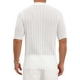 thumbnail image 3 of INSPIRE CHIC Style Men's Striped Shirt Summer Short Sleeve Knitted See Through Shirts XL White, 3 of 5