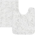 thumbnail image 4 of SKYSONIC Toilet Bathroom Rugs Sets 2 Piece, Grey Leaf Soft Absorbent Fluffy Toilet Mat Set Non-Slip Rubber Backing Bath Mats for Bathroom,16"x24"+20"x24", 4 of 7