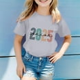 thumbnail image 2 of MIXUE Girls Tops & T-Shirts Kids Summer Letter Print Round Neck Short Sleeve Fashion Casual Back To School Tee Shirts Sportwear,Gray,6-7 Years, 2 of 4