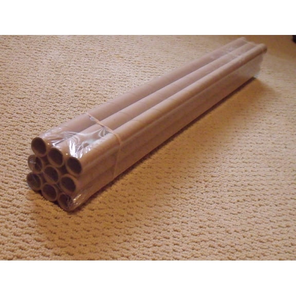 Pack of 9 HEAVY GAUGE KRAFTBOARD CORE TUBES - 1" X 36"