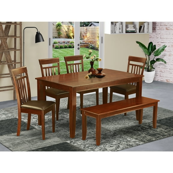 Coastal Craftsman Dining Set - Table & 4 Chairs with Bench - Elegant Kitchen Table Set