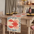 thumbnail image 2 of Lobster Coastal 36 Inch Table Runner, Summer Beach Coral Shell Nautical Vintage Farmhouse Dresser Scarf Cotton & Linen Tablerunner for Dining/Kitchen Island/Holiday Party Décor Small 13" x 36", 2 of 9