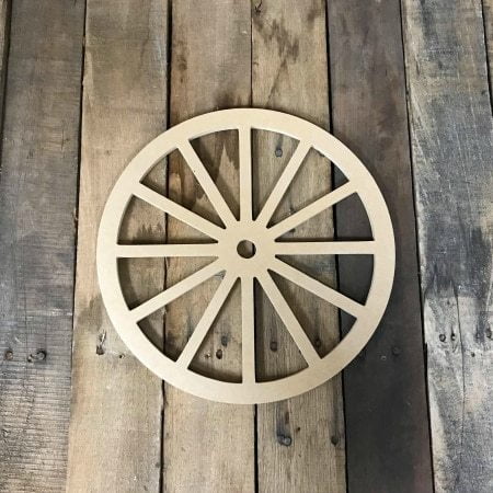 22 Wagon Wheel Unfinished Wood Cutout Shape 