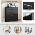 thumbnail image 4 of EUROCO Shoe Rack Slim Entryway Organizer with 2 Flip Drawers,Shoe Storage Cabinet with Drawer and Tempered Glass Top,Free Standing Shoe Rack with LED Light for Hallway, Black, 4 of 7