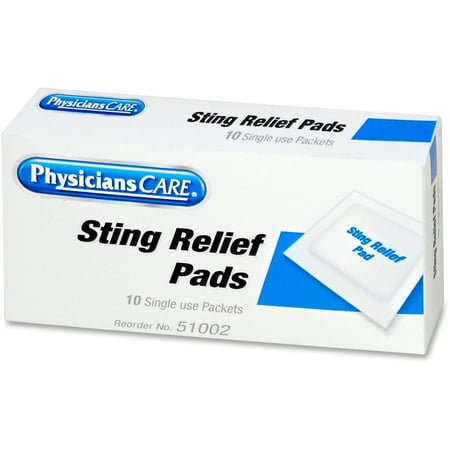PhysiciansCare by First Aid Only First Aid Sting Relief Pads, 10/Box
