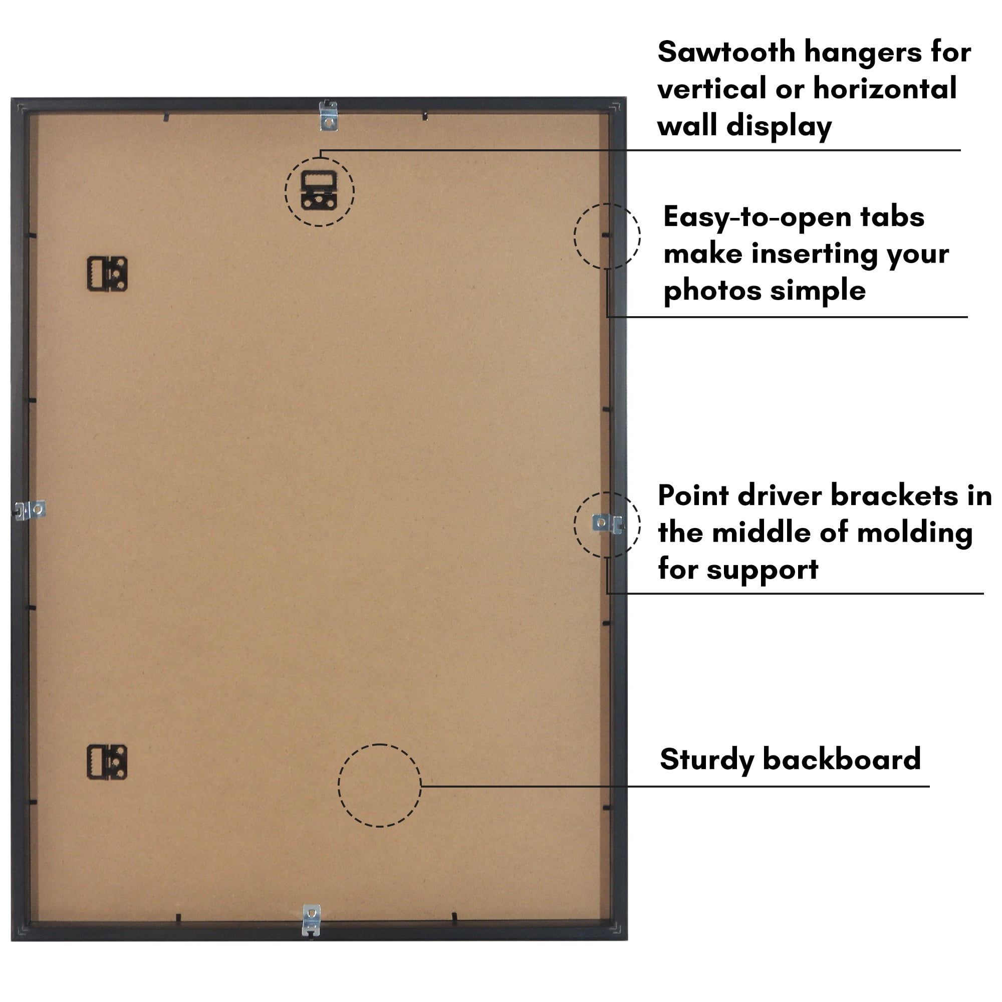 Americanflat 20x28 Picture Frame with Polished Plexiglass with 16x24 Mat Display Photo Soho Collection - Black