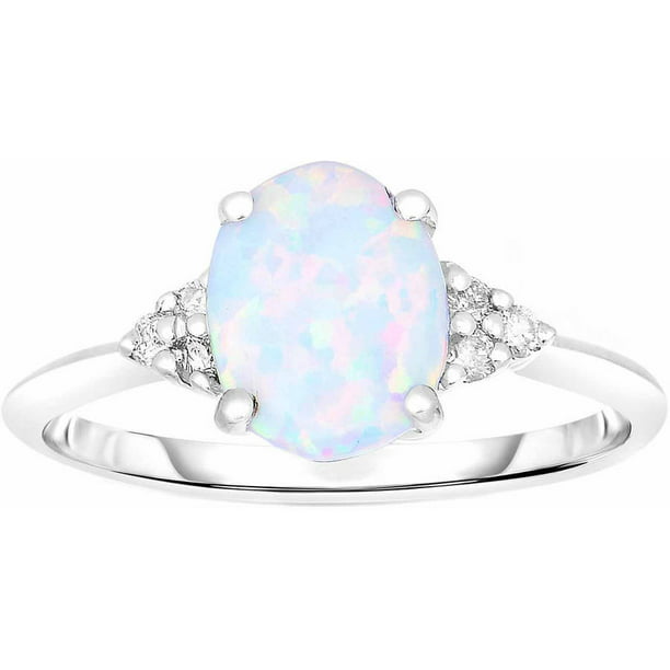 ONLINE - Created Opal and .08 Carat T.W. Diamond 10kt White Gold Ring ...