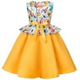 thumbnail image 3 of Otqutp Fashion Flower Girls Dress Child Girls Sleeveless Pageant Dress Birthday Party Kids Floral Prints Bowknot Gown Princess Dress(Yellow,3-4 Years), 3 of 8