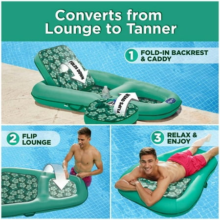 Aqua Leisure Campania 2 in 1 Water Lounger Pool Inflatable, Floral (2 Pack) | Walmart Canada