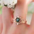 thumbnail image 4 of Anillo de compromiso de oro rosa con baño de oro rosa europeo y americano con circonita esmeralda, 4 of 5